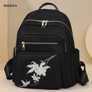 MORNA Fashion Nylon Backpack For Women Embroidery Design Student School Bag Leisure Travel Rucksack Popular Girl Commuting Sac