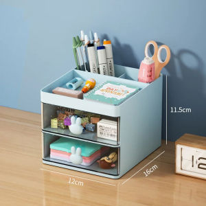 Small Desk Organizer With Drawer Office Desktop Storage Box Makeup Organizer Business Card/Pen/Pencil/Mobile Phone/Stationery