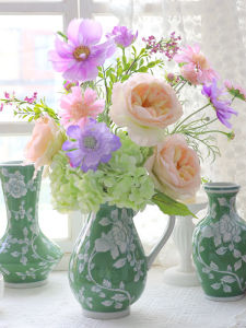 Bình Hoa Gốm Sứ Màu Xanh Lá Cây Trang Trí Phòng Khách Bình Hoa Thủy Canh Bình Hoa Sứ Jingdezhen Trung Quốc Đồ Trang Trí Nhà