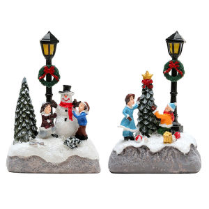 【HOSPORT】 1Pc Glowing Christmas Village Resin Ornament with LED Light Christmas Village Houses Christmas Table Ornaments Christmas Miniature Resin House Ornament for Indoor Fireplace and Shelf