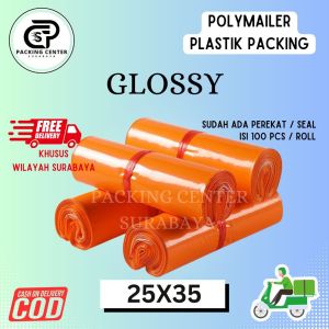 Polimer 25×35 Plastik Packing / Polymailer Online Shop Tersedia berbagai macam warna dan ukuran 1 Roll Isi 100Pcs sudah dilengkapi Lem Perekat Termurah Grosir