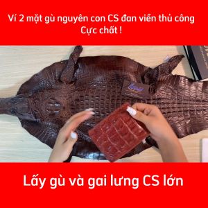 [FREE SHIP] Ví Da Cá Sấu. Da Thật 100% 2 Mặt Đan Viền Thủ Công