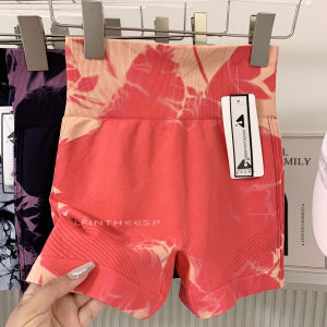 Seamless Sport Shorts Yoga Fitness Running Tight Elastic Butt Lifting Dyed-In-The-Weave Three-Quarter Length Knitted Nylon