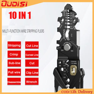 OUDISI 10 in 1 Wire Stripping Pliers Automatic Cable Stripping Pliers Electrical Wire Stripping Tool Multifunctional Wire Stripper Automatic Wire Stripper Crimping Tool Wire Stripper Multiple Features for Cutting
