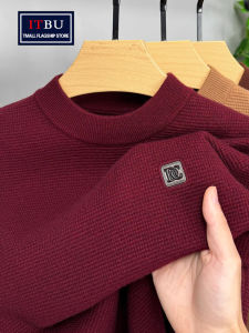 เสื้อสเวตเตอร์ถักคอสูงครึ่งตัวสำหรับผู้ชาย ฤดูใบไม้ร่วง/ฤดูหนาว 2025 ใหม่ เสื้อชั้นในถักหนา อบอุ่น สีแดง ปีแห่งดวงจันทร์