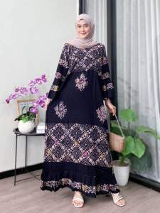 Gamis Batik Cap Jumbo Multicolour Seris Starjoan Longdress Batik Daster Viral Qiya Batik Qim Batik