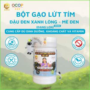 bột gạo lứt  đậu đen xanh lòng  mè đen lon 600g lượng đường thấp hữu cơ  tự nhiên sản phẩm OCOP. cà mau