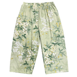 Summer New Cotton Silk Loose Thin Home Pants Womens Seven-Foot Cotton Artificial Silk Comfortable Breathable High Waist Straight Leg Casual Pants