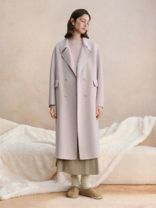 DUSHU | Double Breasted Large Collar Slim Long Coat