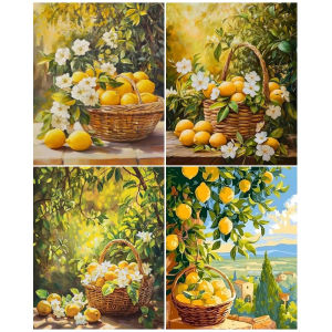 Acrylic Paint By Numbers Lemon Pattern By Numbers on Canvas Coloring By Number for Adults Paint Digital Art