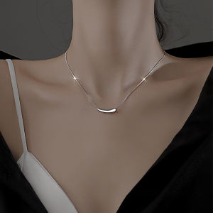 Long Silver Teardrop Pendant Necklace