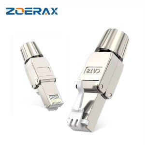 ZoeRax 2PCS RJ45 Cat8 Cat7 Cat6A Toolless Field Termination Plug Shielded (STP) PoE++ (4PPoE) Modular RJ45 Male Connector