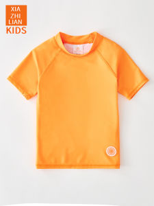 Kids Separates Swimsuit: Fluorescent Orange Color Fast Dry Anti-Sunshine Beach Outfit for Boys and Girls