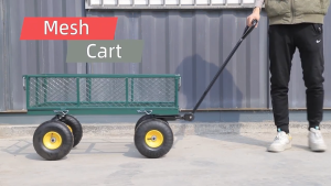 UNICORN Heavy Duty Full Steel Utility Wagon Lawn Wheelbarrow Trailer with Wire Mesh Steel Plat for Garden