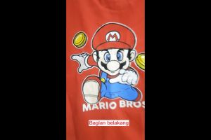Setelan Kasual Anak Motif Mario Bros Lengan Pendek