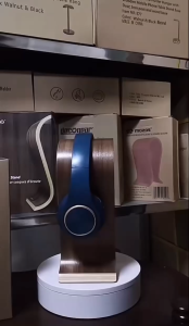 *SG Stock* Walnut Wood and Metal with Non-Slip Pad Gaming Headphone Stand Headphone Holder Headset Stand Wood Headset Holder Headphone Hanger Gaming Headphone Hook Wood Gaming Headset Stand Universal Wooden Headphone Stand Hanger