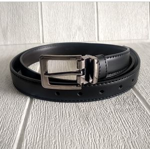 Ikat Pinggang Kecil Wanita Bahan Tebal Semi Kulit Berkualitas Hitam Polos Lebar 23 mm