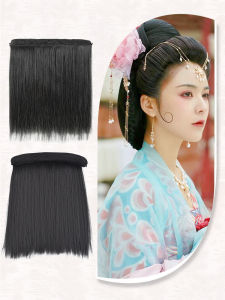 Han Dynasty Wig Full Hair Silk Holding Face Tang Style Forehead Pad Hair Bag Cheok Skirt Bun Ancient Costume Full Shape Croissant