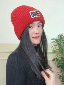 K-style Fashionable Knitted Woolen Cap Female Fall and Winter Earmuffs Warm Hat Easiest for Match Face-Looking Small Big Red Toque Female