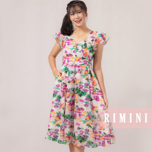 RIMINI - Dress Remaja Summer Tanpa Lengan Abstrak Flowy Midi - Ellinor Dress
