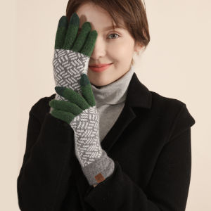 Knitted Gloves Non Slip Faux Wool Fleece Lined Touch Screen Full Finger Winter Warm for Men Women Driving