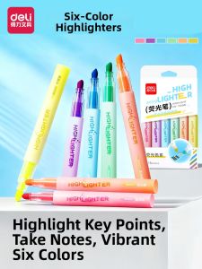 deli | Colorful Fluorescent Highlighters for Students with Large Capacity