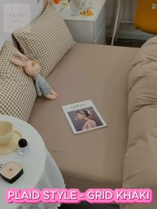 ACOZ💥Malaysia Ready Stock💥GRID Fitted Bedsheet Set 4in1/ Queen Bedding set/Cadar queen