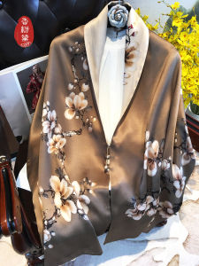 Double Layer Button Silk Scarf Shawl Cheongsam Wrap High End Gift for Elderly Mothers Day Birthday Present Chinese Style Fashion Accessory