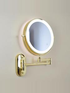 Hotel Foldable Double-Sided LED Mirror with Light Bathroom Makeup Mirror Beauty Metal Frame Silver Mirror Home Bathroom
