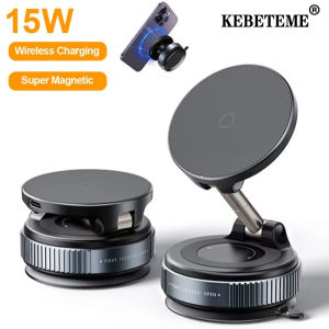 KEBETEME 15W Wireless Charging Car Phone Holder 360 Degree Rotation Foldable RotatableNavigation Stand Bracket For Smartphones