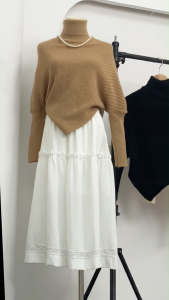 ZANZEN Korean Women Irregular High Neck Sweater Autumn Winter Loose Lazy Knit Top Thickened Sweater