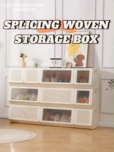 Elegant Woven Fabric Storage Organizer with Lid - Multi-Compartment Stackable Storage Box for Home & Office