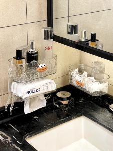 Cute Bathroom Suction Cup Discarded Face Towel Storage Box Wall-Mounted Face Wiping Towel Face Towel Storage Rack Secondary Storage Box