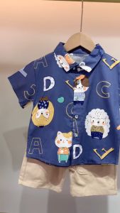 0-5 years quality cotton T-shirt kids girls Clothing Sets Stylish printed short sleeve Baby boys clothing suits