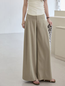 Summer New High-Waist Pleated Slim Straight Casual Trousers