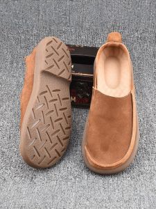 Premium Feel Italian Design Heavyweight Recommended Slip-On Soft Bottom Matte Leather Mens Shoes Comfortable Casual Footwear
