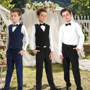 Suits for Kids Boys Formal Attire Teens Black School Uniform Blue Wedding Ring Bearer Tuxedo Birthday Church Pageant Performance Dress