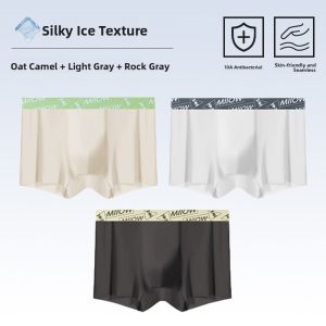 Miiow | Mens Ice Silk Underwear 2025 New Summer Thin Seamless Breathable Boxer Shorts Soft Skin-Friendly Four Corner Pants