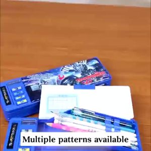 Large Capacity Pencil Box Dual Sided Stationery Storage Box Transformers Pencil Case Kids Gift