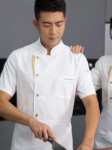 High Quality Chef Uniform Made Of Cotton And Linen Material Wrinkle Resistant And Breathable Chef Uniform Mens And Womens M-2XL Short Sleeved Style