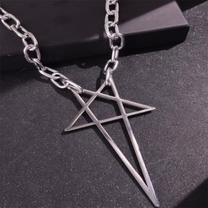 Pentagram Necklace Mens Stainless Steel Long Neck Chain Gothic Mysterious Pentagram Jewelry Fashionable Simple Snd Atmospheric