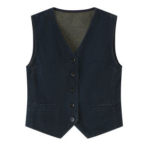 Fashionable Denim Two-Piece Set V-Neck Tank Top And Mini Skirt by Luna7xi Womens Clothing Summer 2025 Cotton Blend Button Closure