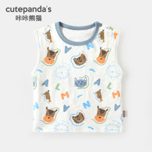 Áo Thun Trẻ Em Mùa Hè in Hình Gấu Trúc Hoạt Hình Áo Vest in Họa Tiết Hoạt Hình Cho Bé Trai Áo Thun Cotton Không Tay Cổ Tròn