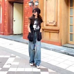Functional Travel Multi-pocket Zipper Waist Bag Ins Niche Sports Fashion Belt Apron Girdle Large Space Leisure Outdoor