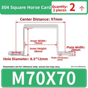 JINJUNTAI | Stainless Steel Pipe Clamp Square U-shaped Straight Angle Brackets