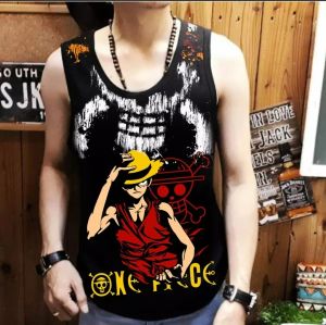 ShopAoi Singlet Full Luffy - Kaos Tanpa Lengan Pria - Bahan Adem dan Nyaman - Sablon Plastisol Awet dan Tahan Lama - Produksi Dalam Negeri (EXPORT)