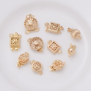 14K Gold-Plated Color Retention Lantern Release Buckle Handmade DIY Pearl Necklace Bracelet Connection Buckle Ending Buckle Material