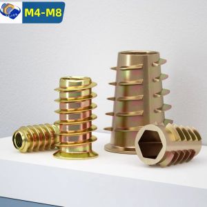 10/20pcs Hex Socket Insert Nuts for Wood Furniture - M4 M5 M6 M8 Sizes - Internal & External Threads - Allen Key Installation