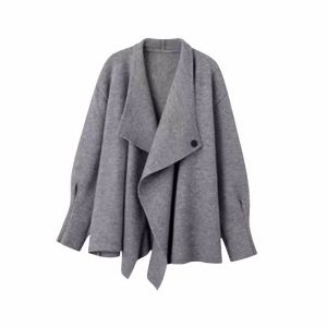 BINKAFENNY | Loose V-Neck Knitted Open Cardigan Womens Autumn Winter Lazy Loose Feeling Sweater Mid-Length Advanced Sense Top