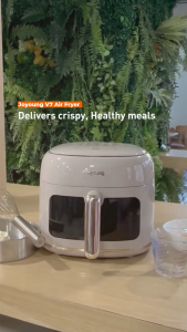 Joyoung Electric Air Fryer V7 | 6L Large Capacity | 1350W | Multifunctional 19 Preset Functions | 360 Surround Heating | Removable Basket | Transparent Window | Non-Stick | Keep Warm | Family Size | Fresh-Keep Reservation Up To 16H | Rapid Air Circulation